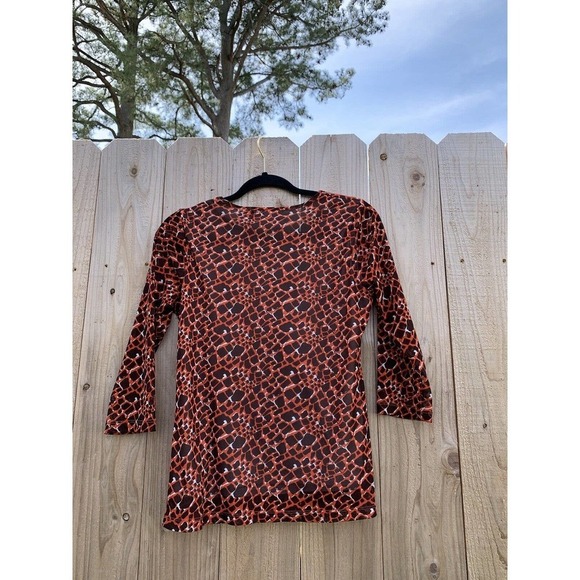 Liz Claiborne Women's Semi-Sheer Long Sleeve Shirt petite medium‎ orange - Picture 6 of 6